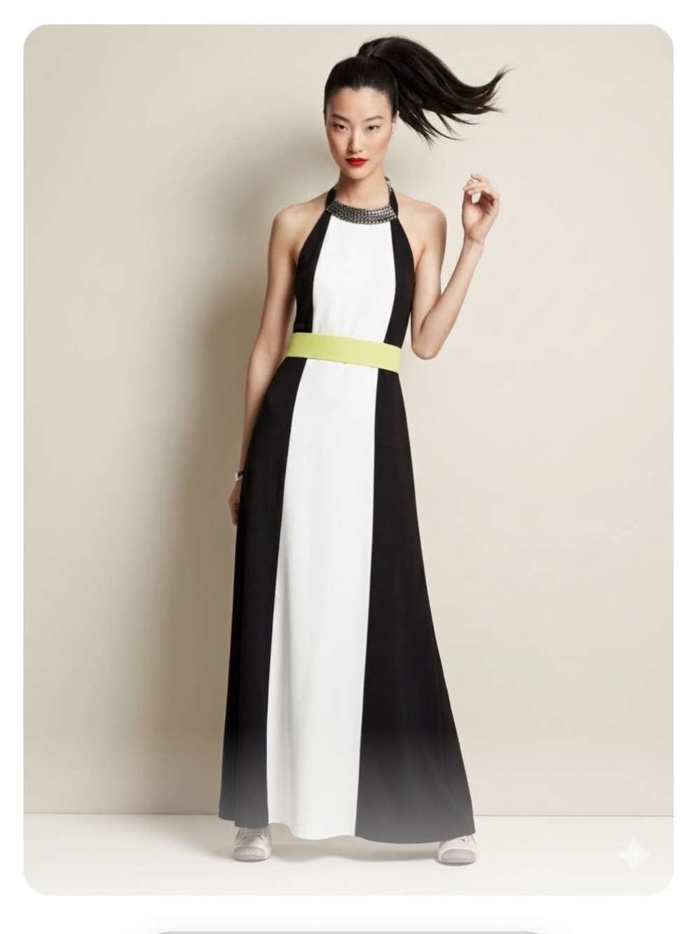 Vince Camuto Black White Maxi Dress color block size 4